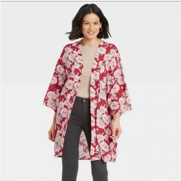 Knox Rose M/L woman’s Floral Kimono Cardigan - Picture 1 of 6